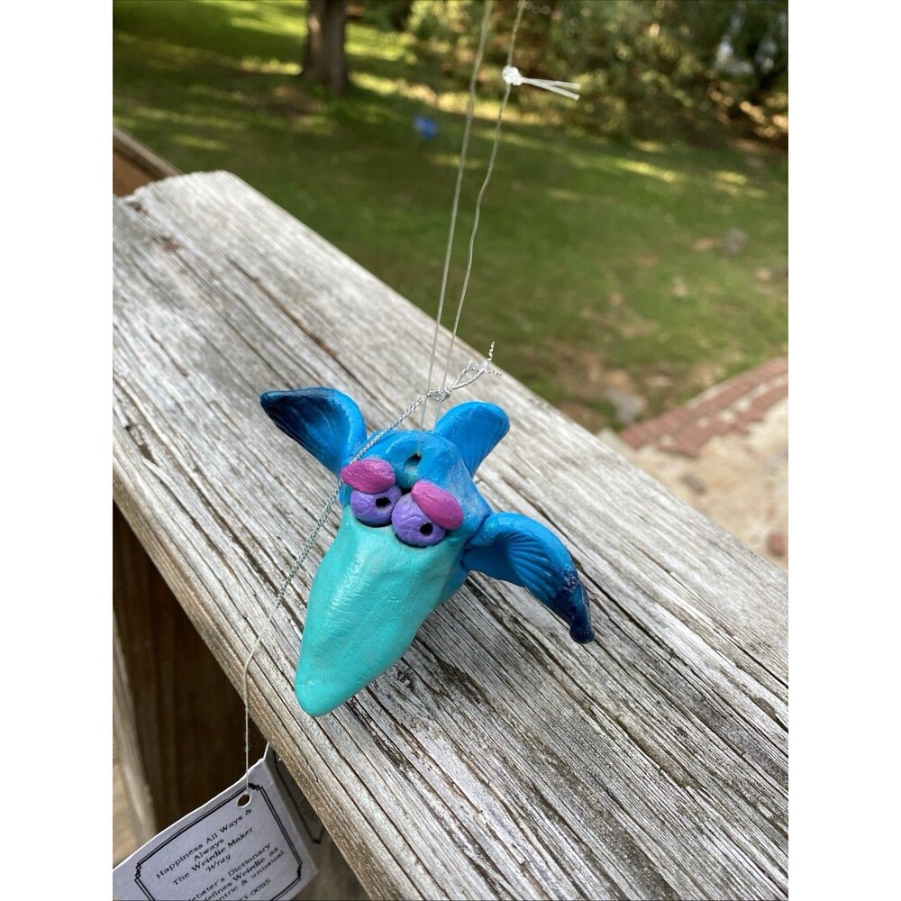 Handmade Clay sculpture Tropical Weirdie Fish Hawaiian Artist Wray Window Charm